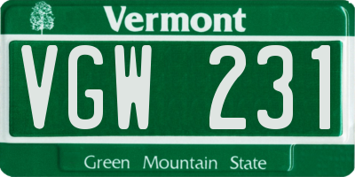 VT license plate VGW231