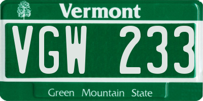 VT license plate VGW233