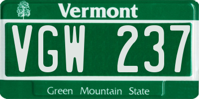 VT license plate VGW237
