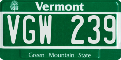 VT license plate VGW239