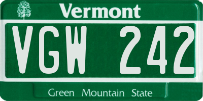 VT license plate VGW242