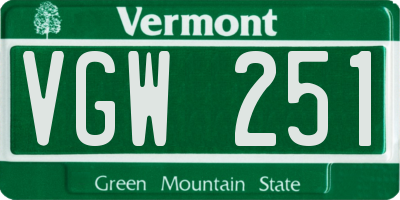 VT license plate VGW251