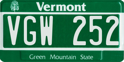 VT license plate VGW252