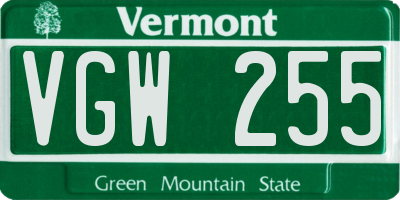 VT license plate VGW255