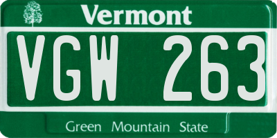 VT license plate VGW263