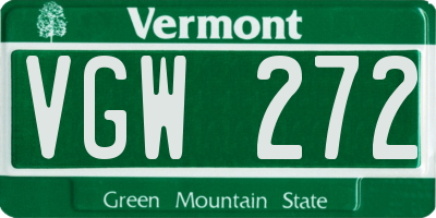 VT license plate VGW272