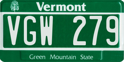 VT license plate VGW279