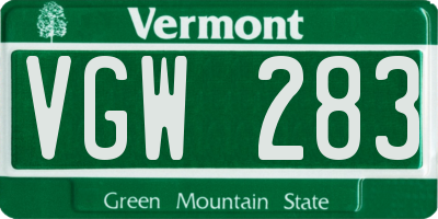 VT license plate VGW283