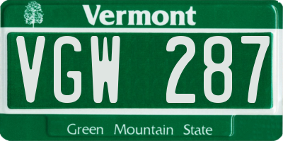 VT license plate VGW287