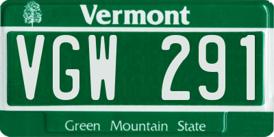 VT license plate VGW291