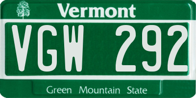 VT license plate VGW292