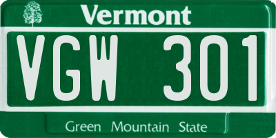 VT license plate VGW301
