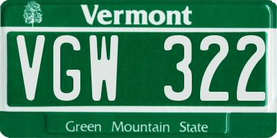 VT license plate VGW322