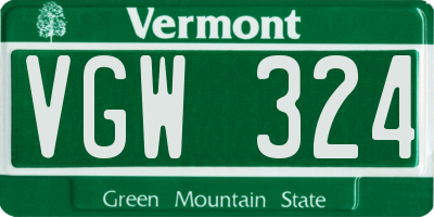 VT license plate VGW324