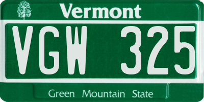 VT license plate VGW325