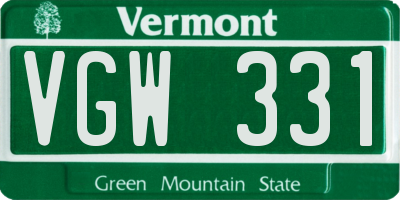 VT license plate VGW331