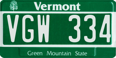 VT license plate VGW334