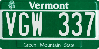 VT license plate VGW337
