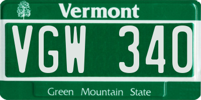 VT license plate VGW340