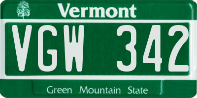 VT license plate VGW342