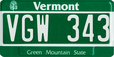 VT license plate VGW343