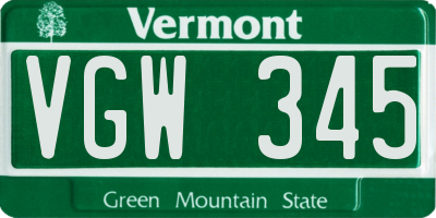 VT license plate VGW345