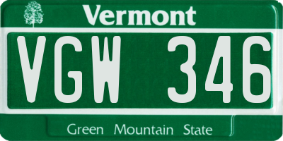 VT license plate VGW346