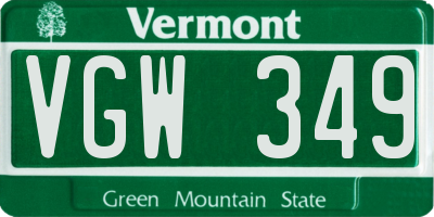 VT license plate VGW349