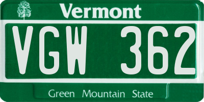 VT license plate VGW362