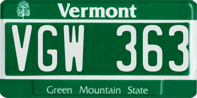 VT license plate VGW363