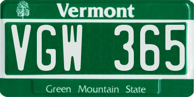 VT license plate VGW365