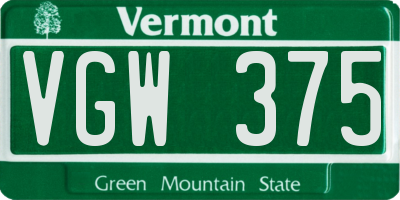 VT license plate VGW375