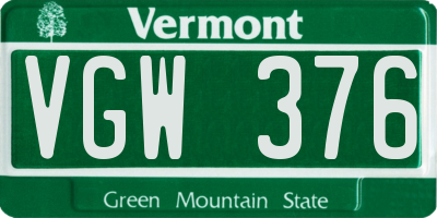 VT license plate VGW376