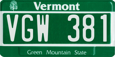 VT license plate VGW381