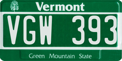 VT license plate VGW393