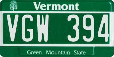 VT license plate VGW394
