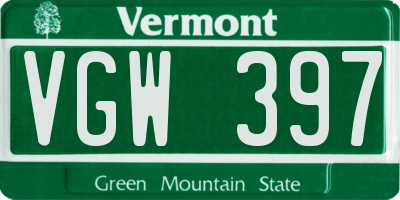 VT license plate VGW397
