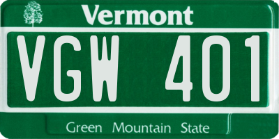 VT license plate VGW401