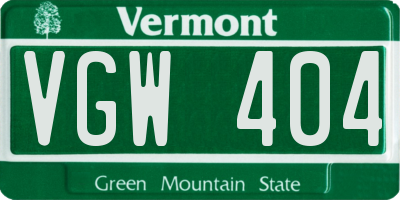 VT license plate VGW404