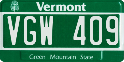 VT license plate VGW409