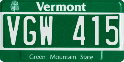 VT license plate VGW415