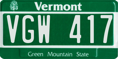 VT license plate VGW417