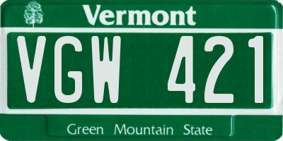 VT license plate VGW421