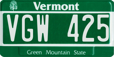 VT license plate VGW425