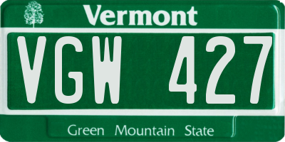 VT license plate VGW427