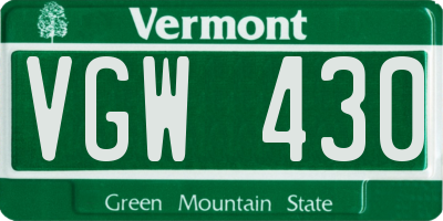 VT license plate VGW430