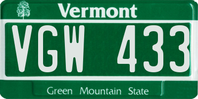 VT license plate VGW433