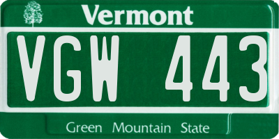 VT license plate VGW443
