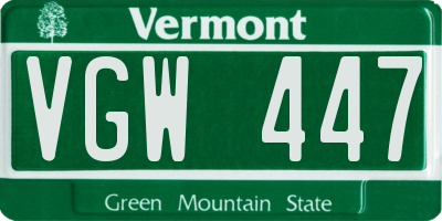 VT license plate VGW447