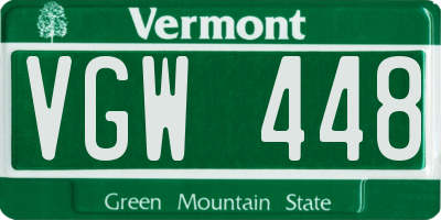 VT license plate VGW448